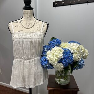 Love on a Hanger Tan Smocked Peplum Camisole